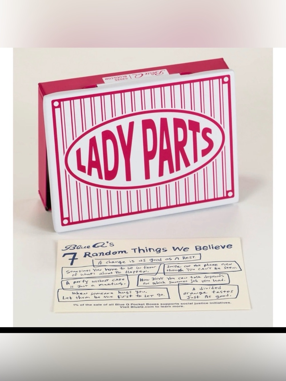 New, Blue Q- Lady Parts Decorative Metal Pocket Box Tin, Pink & White